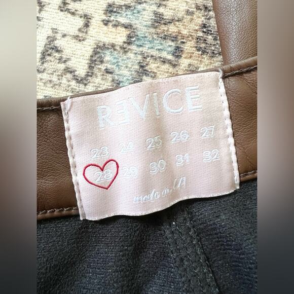 Revive revolve brown faux leather 909 High Street pants straight flare  fall - Picture 9 of 15